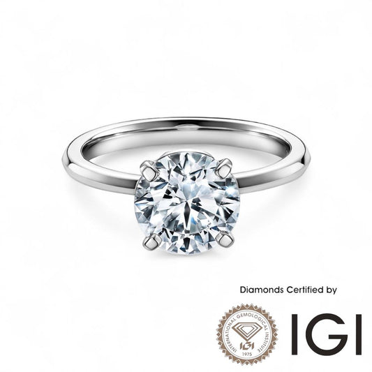 ASH016 Solitaire 18K Ring D, VVS1, VVS2, 3EX IGI Certified - Madison Avenue Diamond