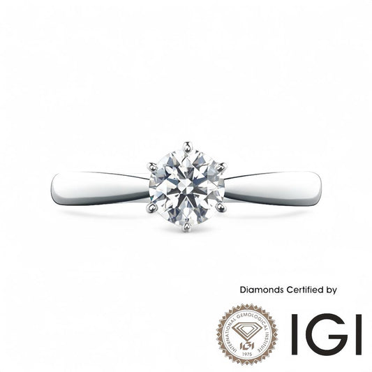 ASH017 Solitaire 18K Ring D, VVS1, VVS2, 3EX IGI Certified - Madison Avenue Diamond