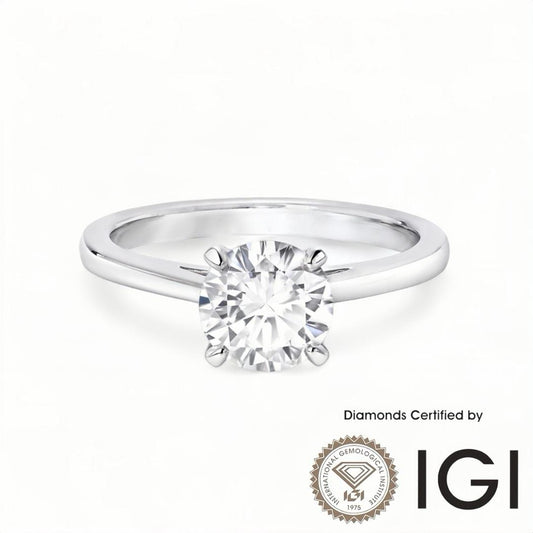 ASH018 Solitaire 18K Ring D, VVS1, VVS2, 3EX IGI Certified - Madison Avenue Diamond