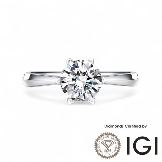 ASH019 Solitaire 18K Ring D, VVS1, VVS2, 3EX IGI Certified - Madison Avenue Diamond