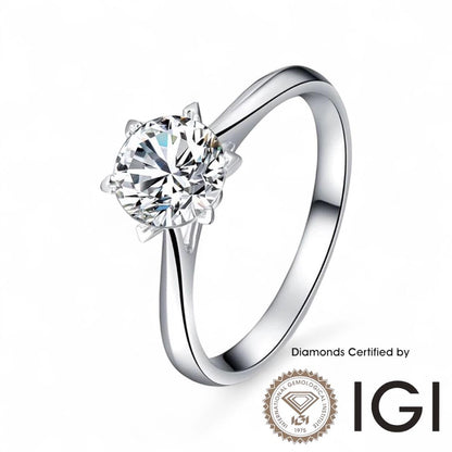 ASH019 Solitaire 18K Ring D, VVS1, VVS2, 3EX IGI Certified - Madison Avenue Diamond
