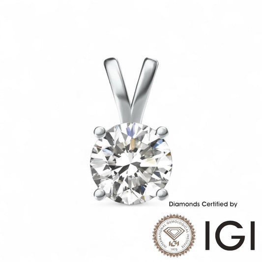 ASH021 Solitaire 18K Pendant D, VVS1, VVS2, 3EX IGI Certified - Madison Avenue Diamond