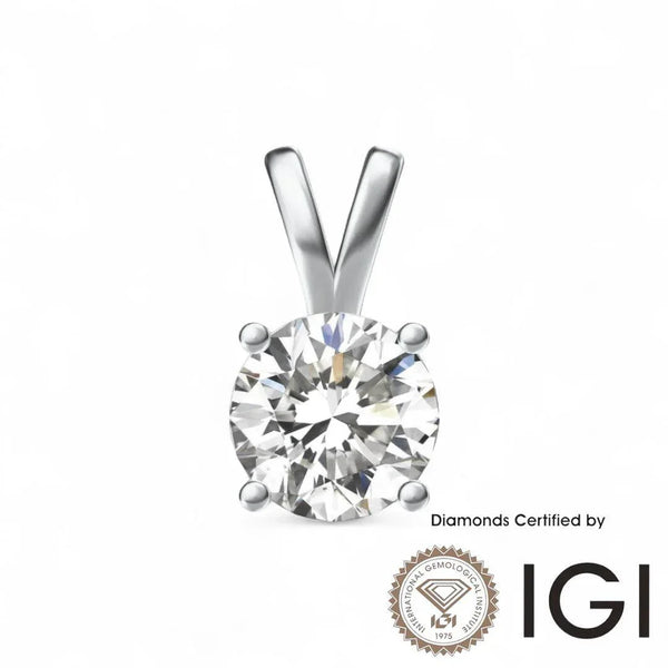 ASH021 Solitaire 18K Lab Grown Diamond Pendant D VVS1 VVS2 3EX IGI Certified - Madison Avenue Diamond