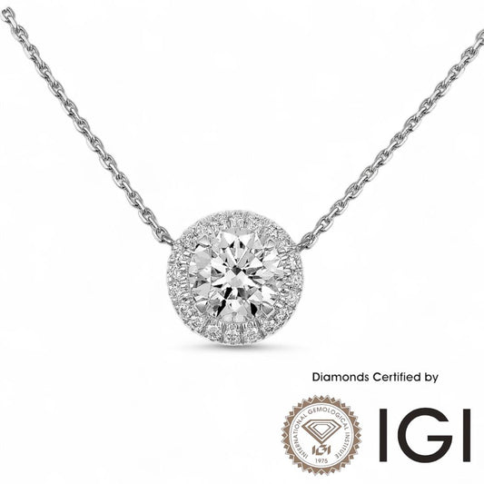 ASH023 Halo 18K Pendant D, VVS1, VVS2, 3EX IGI Certified
