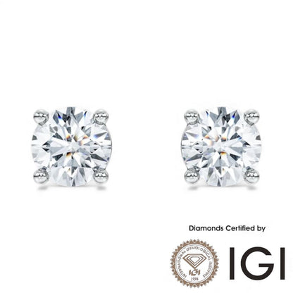 แมดิสันเดีย ลดราคาพิเศษ 2ct D, VVS2, 3EX, รับรองโดย IGI, 9K . เพชรที่ปลูกในห้องปฏิบัติการ . ต่างหู