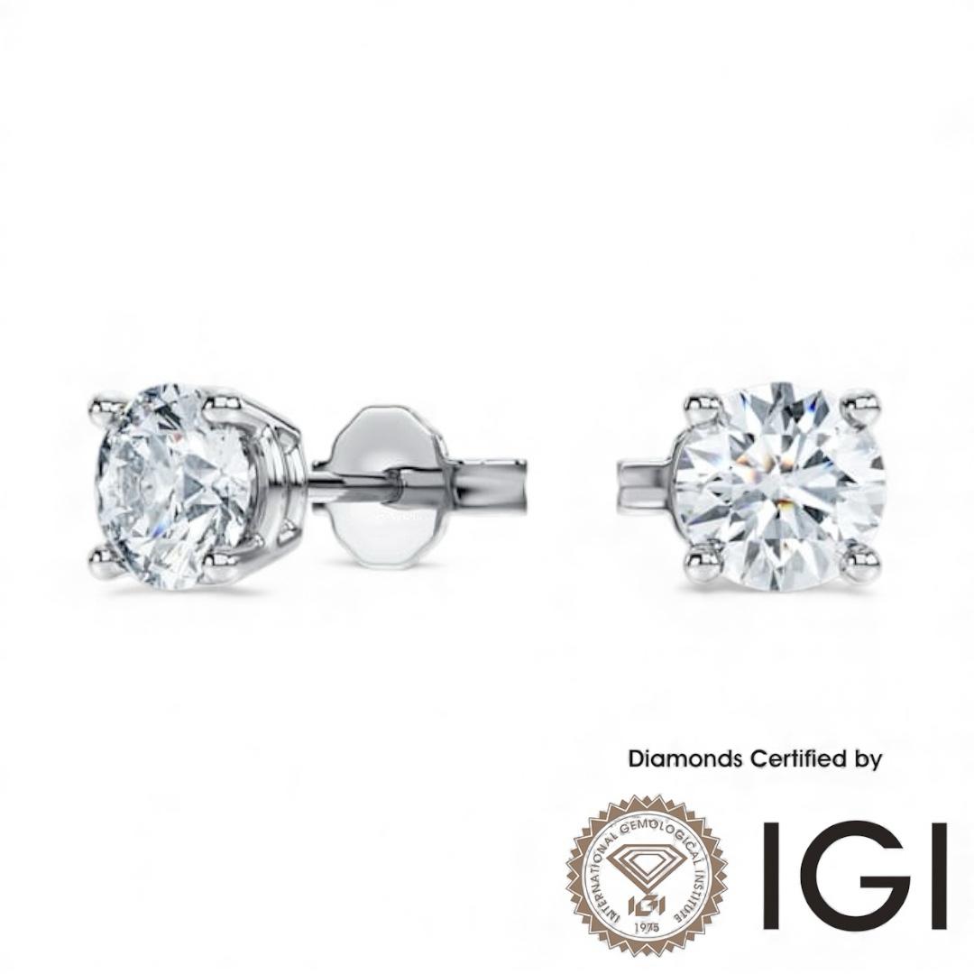 แมดิสันเดีย ลดราคาพิเศษ 2ct D, VVS2, 3EX, รับรองโดย IGI, 9K . เพชรที่ปลูกในห้องปฏิบัติการ . ต่างหู