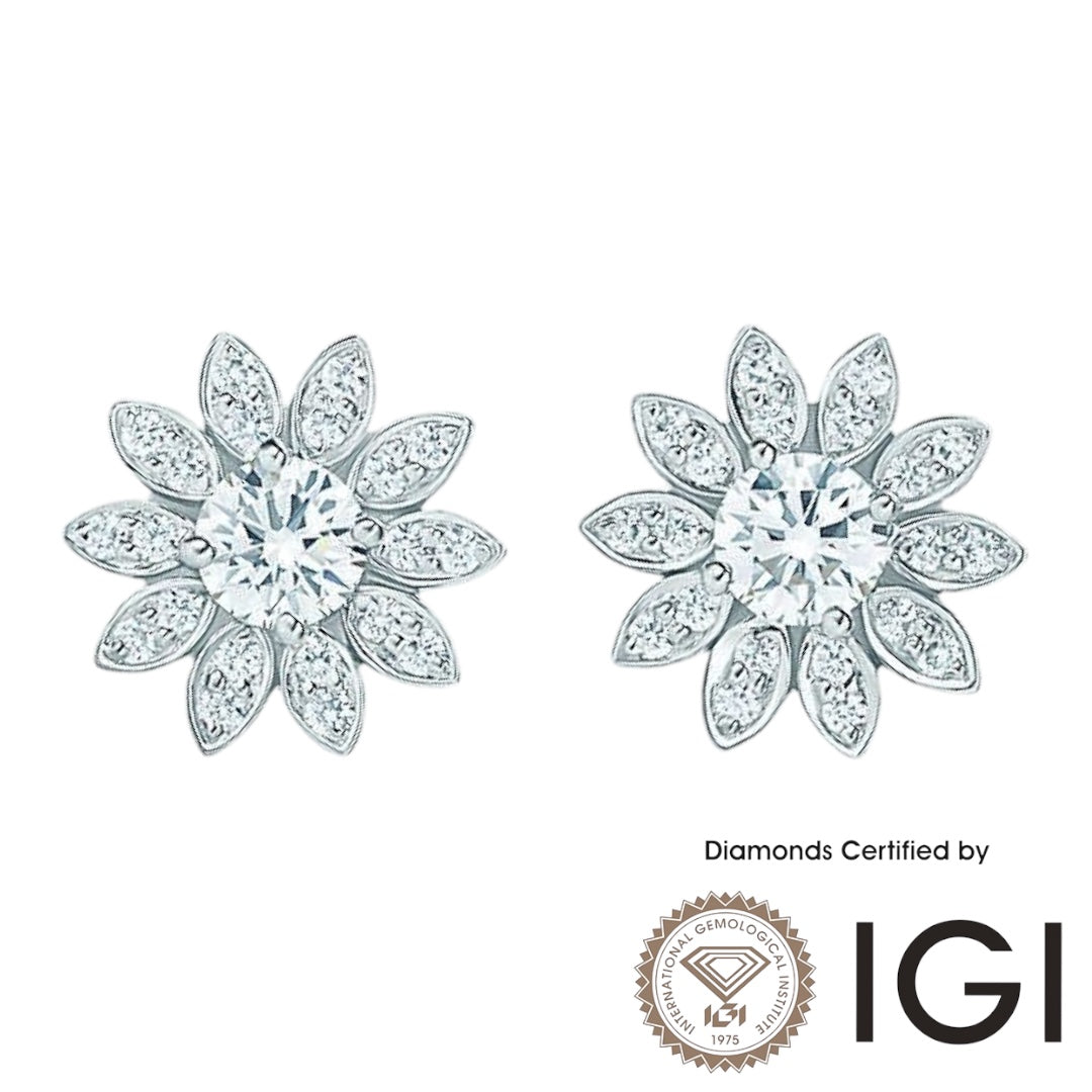 ASH066 Halo Lab Grown Diamond Earring 18K D VVS1 VVS2 3EX IGI Cert