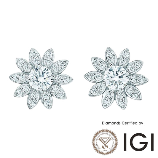 ASH066 Halo Lab Grown Diamond Earring 18K D VVS1 VVS2 3EX IGI Cert