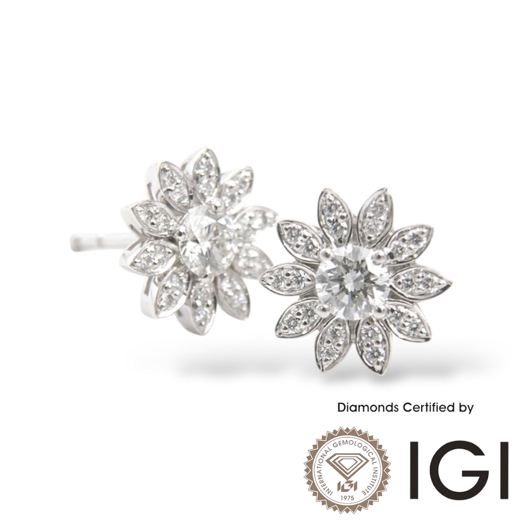 ASH066 Halo Lab Grown Diamond Earring 18K D VVS1 VVS2 3EX IGI Cert