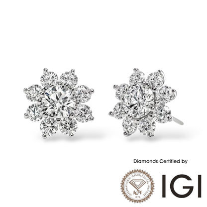 ASH068 Halo Lab Grown Diamond Earring 18K D VVS1 VVS2 3EX IGI Cert