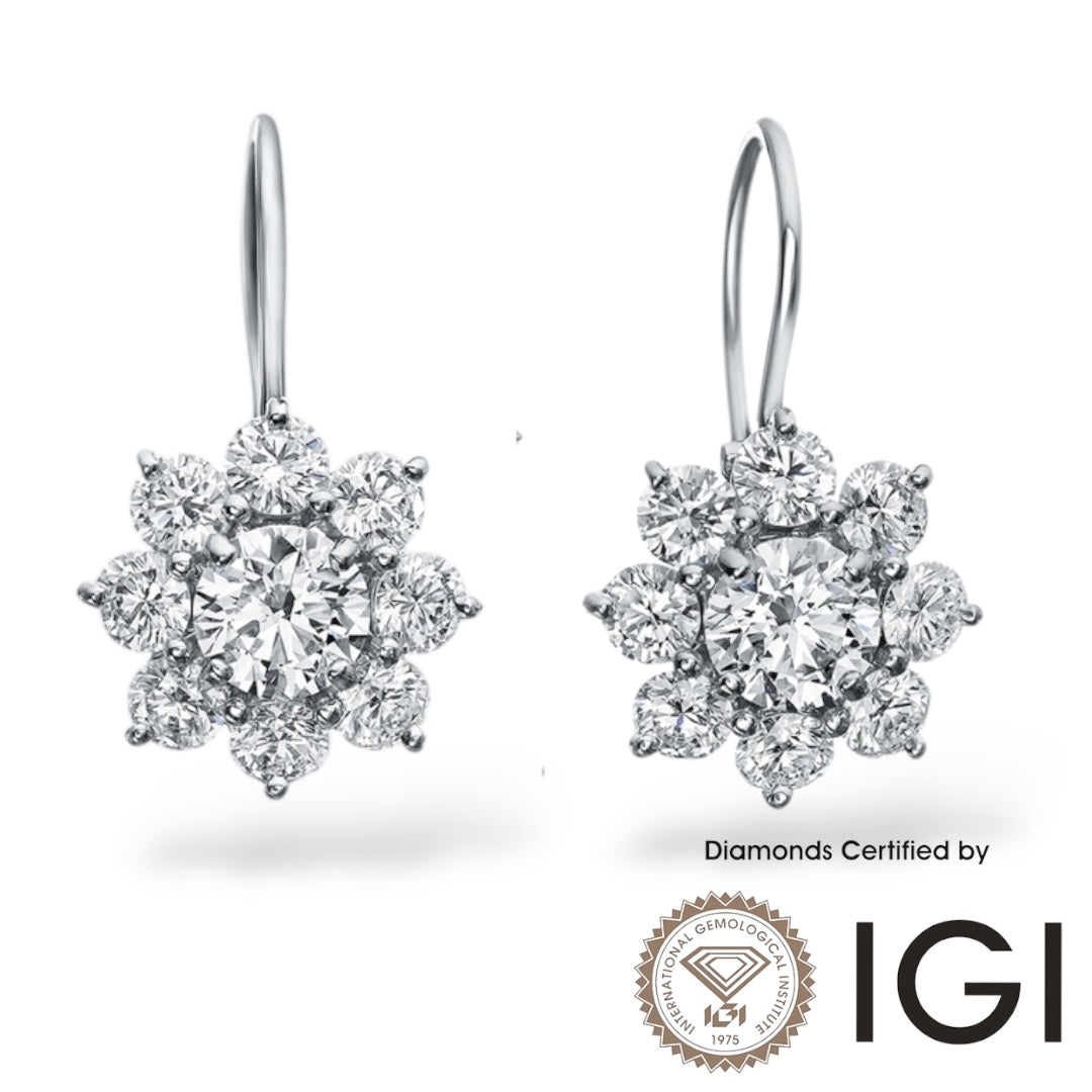 ASH069 Round Lab Grown Diamond Earring In 18K D VVS1 VVS2 3EX IGI Cert