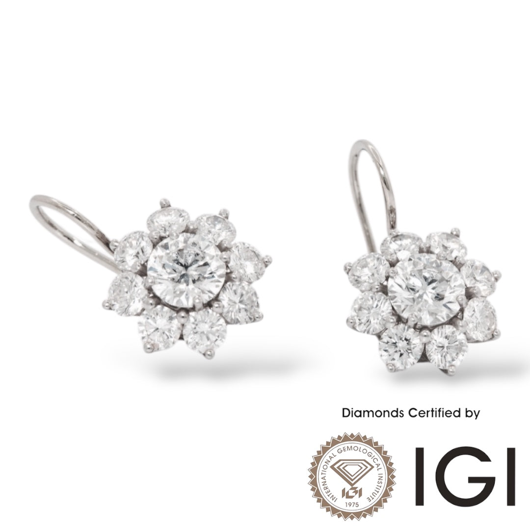 ASH069 Round Lab Grown Diamond Earring In 18K D VVS1 VVS2 3EX IGI Cert