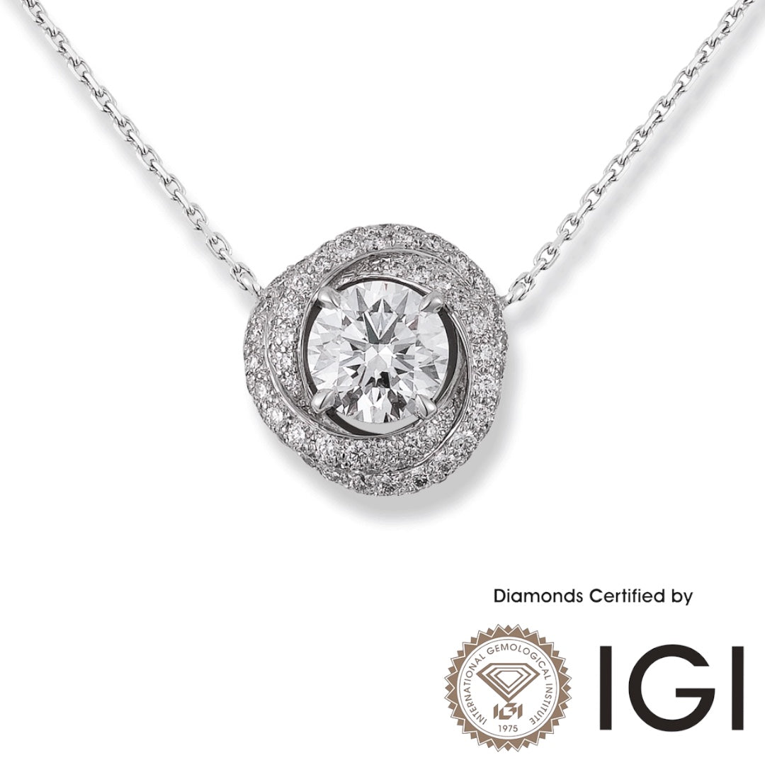 ASH071 Halo Lab Grown Diamond Pendant D VVS1 VVS2 3EX IGI Certified