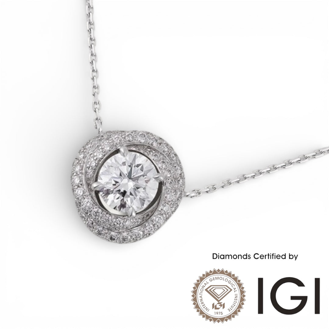 ASH071 Halo Lab Grown Diamond Pendant D VVS1 VVS2 3EX IGI Certified