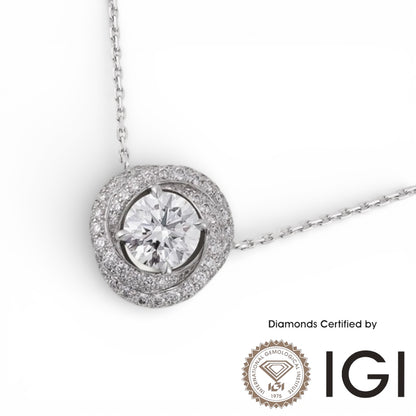 ASH071 Halo Lab Grown Diamond Pendant D VVS1 VVS2 3EX IGI Certified