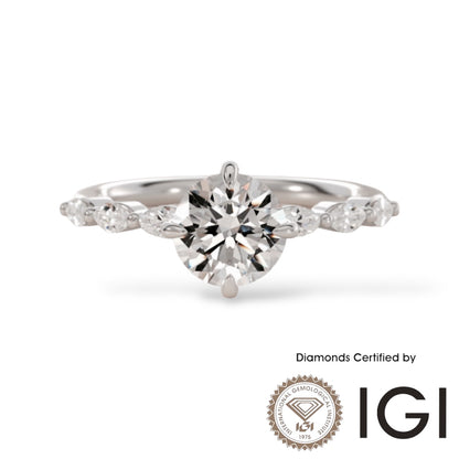 ASH079 Sidestone Lab Grown Diamond Ring 9K D VVS1 VVS2 3EX IGI Certified