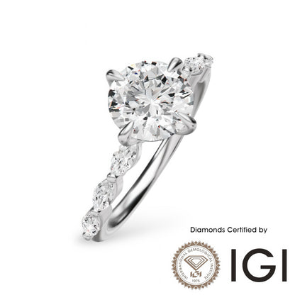 ASH079 Sidestone Lab Grown Diamond Ring 9K D VVS1 VVS2 3EX IGI Certified