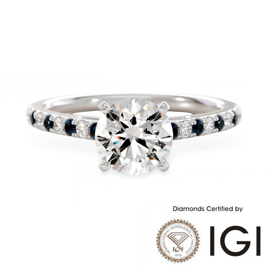 ASH086 副石款培育鎖石戒指 9K, D, VVS1, VVS2, 3EX