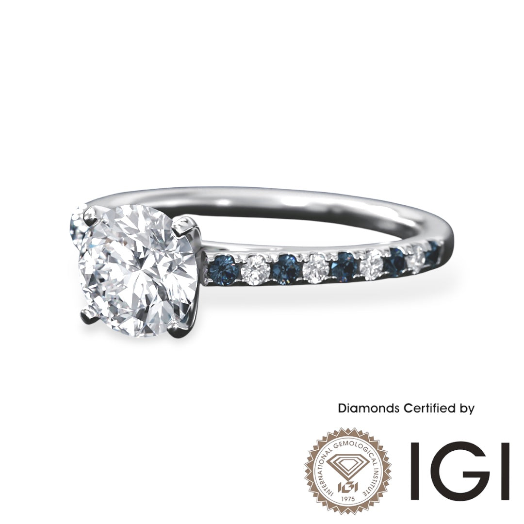 MadisonDia 特別セール 2ct E, VVS2, 3EX, IGI認定, 9K サイドストーン ラボグロウンダイヤモンドリング