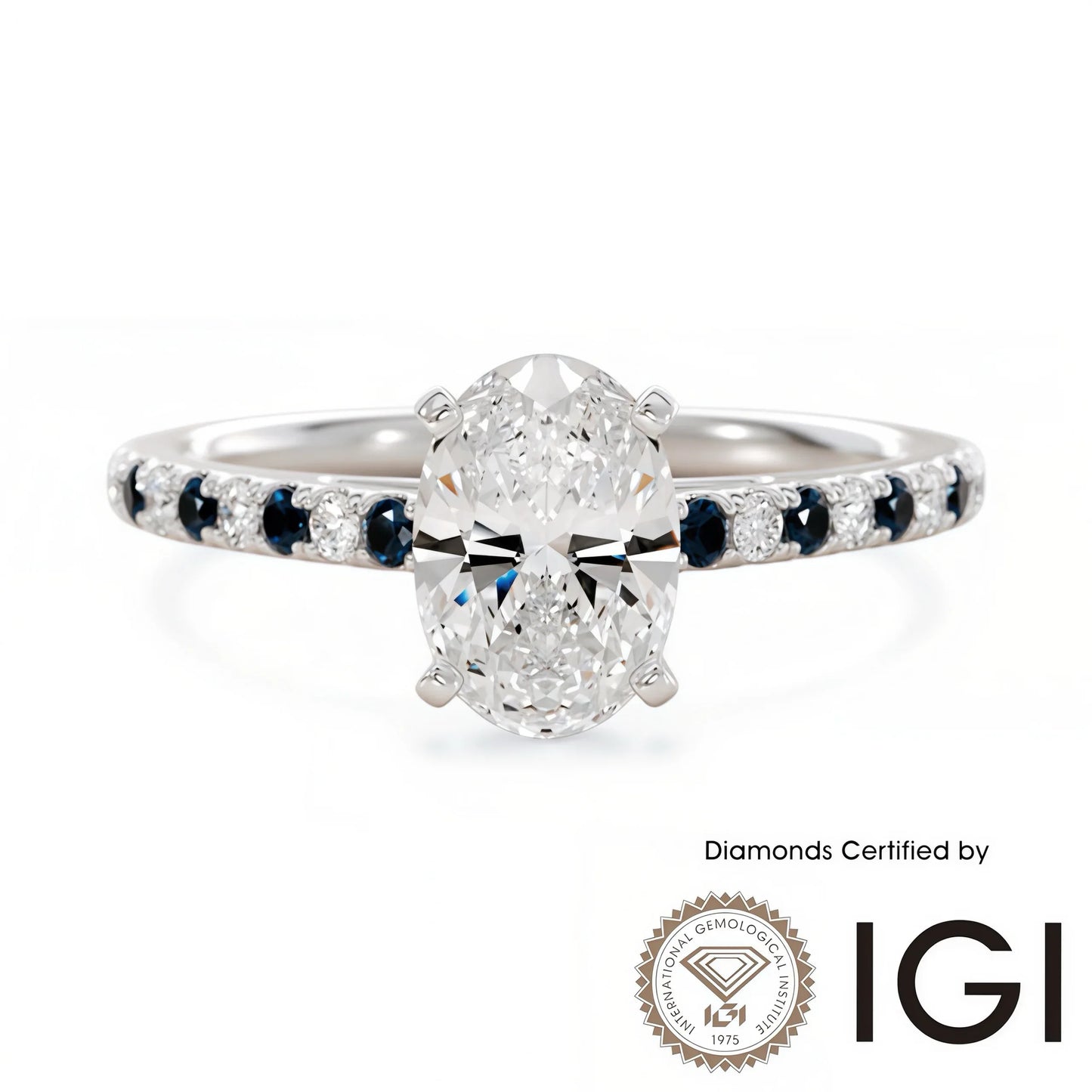 ASH103 オーバルカット サイドストーン ラボグロウン ダイヤモンド リング 9K D VVS1 VVS2 2EX IGI鑑定書付き