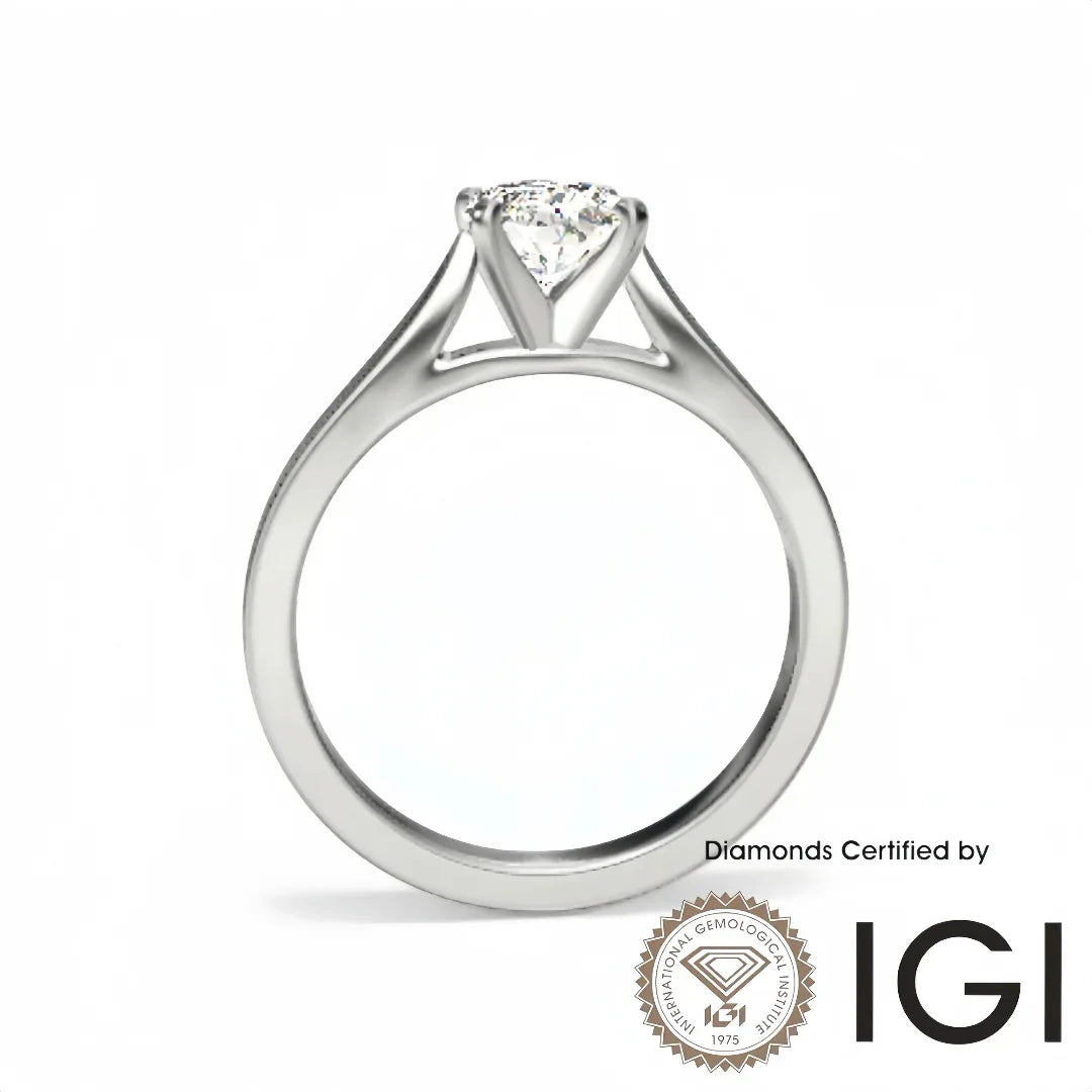ASH104 橢圓形單鑽實驗室培育鑽石戒指 9K D VVS1 VVS2 2EX IGI 認證