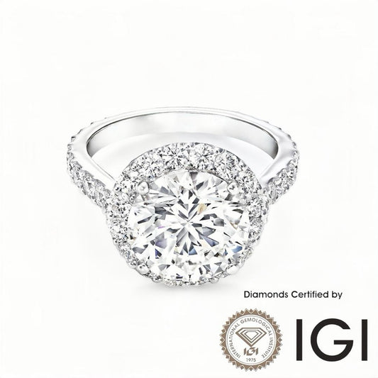 ASH020 Halo 18K Ring D, VVS1, VVS2, 3EX IGI Certified - Madison Avenue Diamond