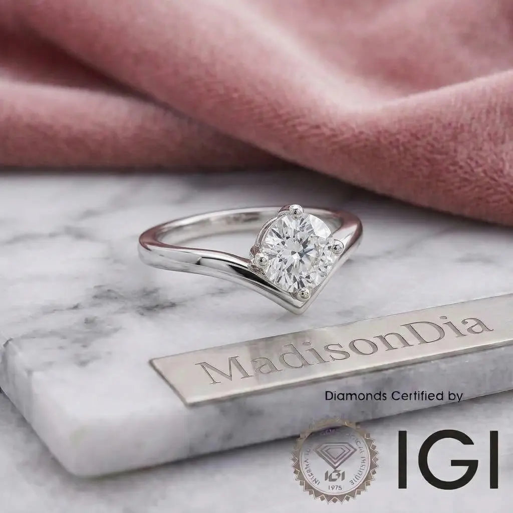 ASH109 Solitaire Lab-Grown Diamond Ring, D, VVS1, VVS2, IDEAL/EX/EX (IGI Top Grade), IGI Certified