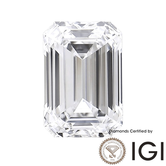 1ct Emerald Cut Lab Grown Diamond D Color VVS1 VVS2 2EX IGI Certified