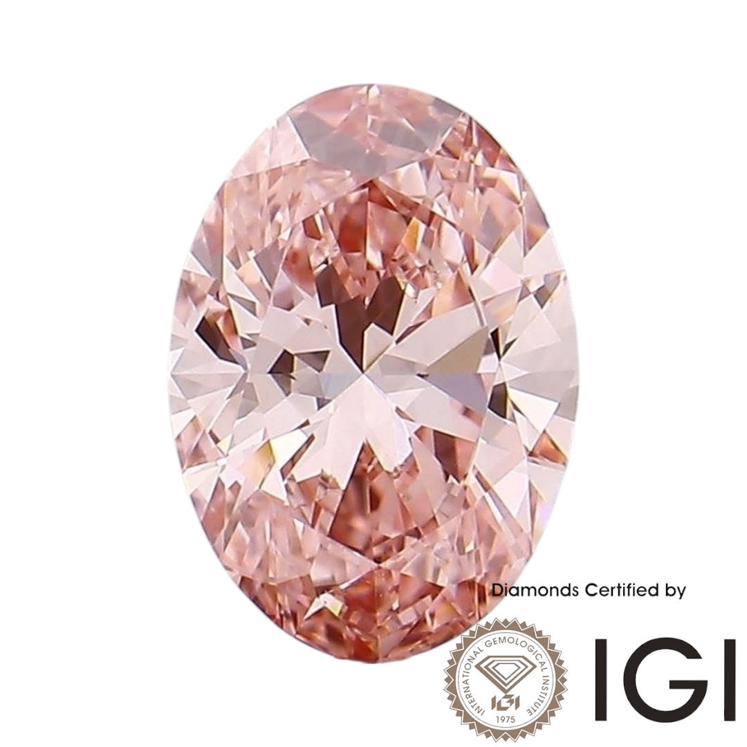 1〜3.5ct ファンシーインテンス / ビビッドピンク オーバル 人工ダイヤモンド VS1 VS2 EX/EX IGI認定