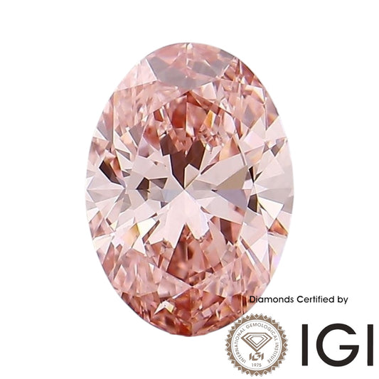 เพชรแล็บสีชมพูทรงรูปไข่ 1–3.5ct Fancy Intense / Vivid Pink VS1 VS2 EX/EX ใบเซอร์ IGI