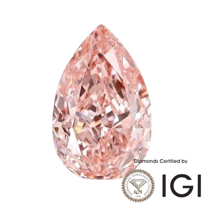 1〜3.5ct ファンシーインテンス / ビビッドピンク ペアシェイプ 人工ダイヤモンド VS1 VS2 EX/EX IGI認定