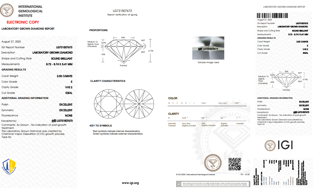 在庫あり – MadisonDia 特別セール 2.5ct E, VVS2, IDEAL, EX, EX, IGI認定, Halo 9K ラボグロウンダイヤモンドペンダント