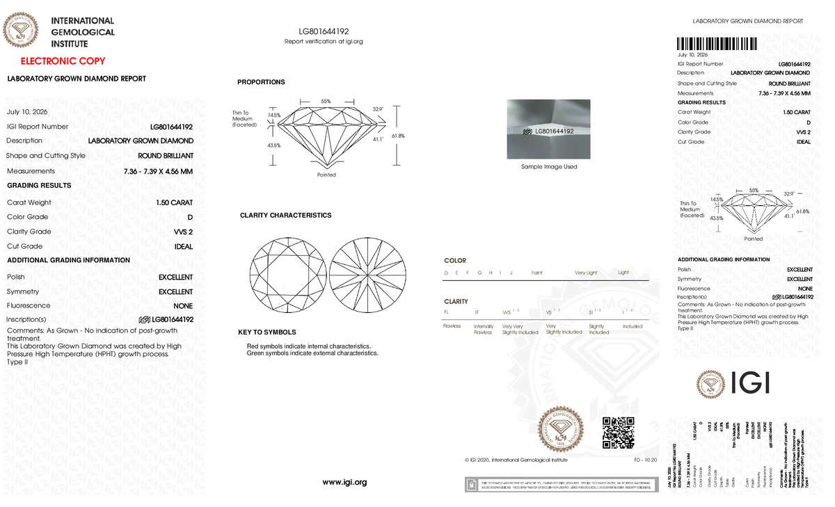 Disponibile – 1,5ct Ciondolo Firmato Sachi x MadisonDia con Diamante Coltivato in Laboratorio D, VVS2, IDEAL, EX, EX, certificate IGI, oro 9K