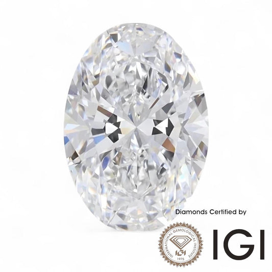 4ct Oval Shape Lab Grown Diamond D Color VVS1 VVS2 3EX IGI Certified
