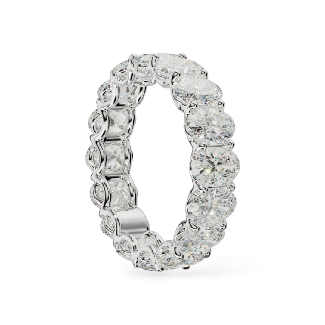 AME053 แหวนเอเทอร์นิตี้เพชรแล็บ แบบเต็มวง ทรงโอวอล (เม็ดละ 0.3ct) D-F VS-VVS 2EX
