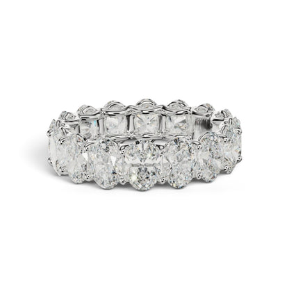 AME053 แหวนเอเทอร์นิตี้เพชรแล็บ แบบเต็มวง ทรงโอวอล (เม็ดละ 0.3ct) D-F VS-VVS 2EX