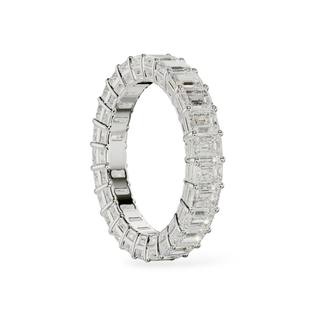 AME055 Emerald Cut Full Eternity Lab-Grown Diamond Ring (0.1ct Each) D-F VS-VVS 2EX