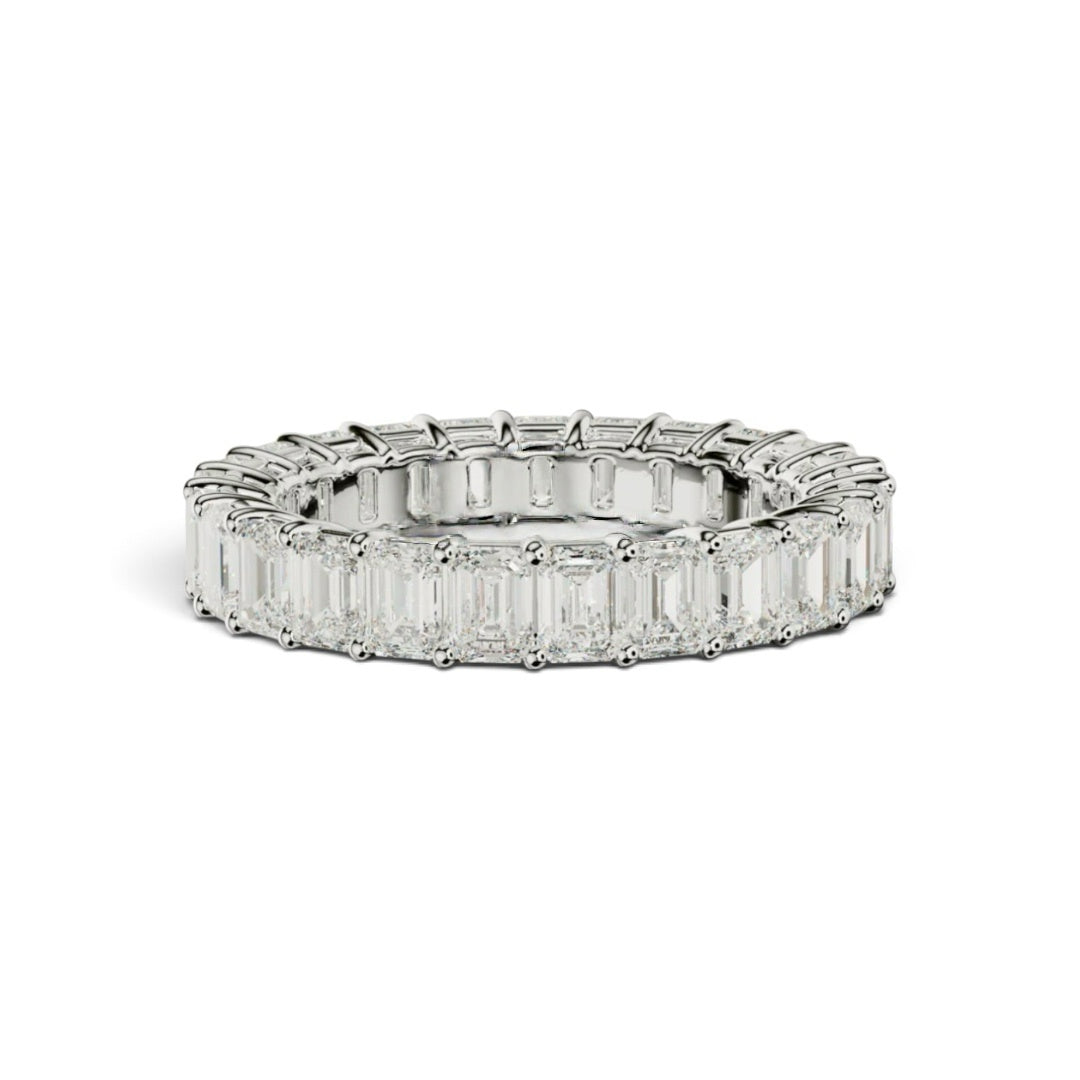 AME055 Emerald Cut Full Eternity Lab-Grown Diamond Ring (0.1ct Each) D-F VS-VVS 2EX