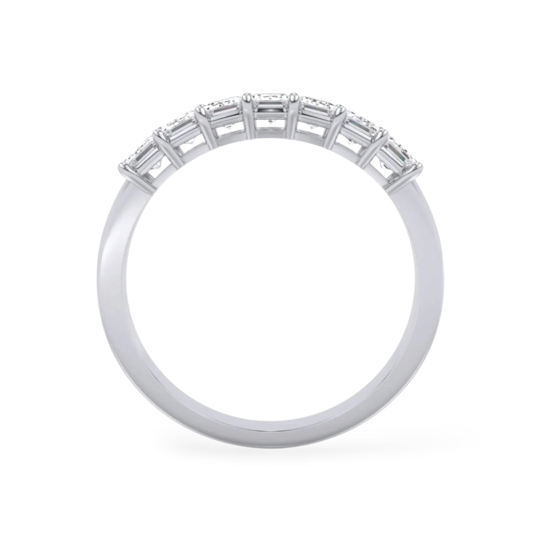 AME055 7-Stone Emerald Half Eternity Lab-Grown Diamond Ring (0.1ct Each) D-F VS-VVS 2EX