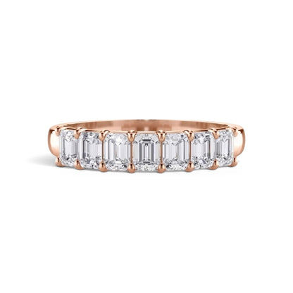 AME055 7-Stone Emerald Half Eternity Lab-Grown Diamond Ring (0.1ct Each) D-F VS-VVS 2EX