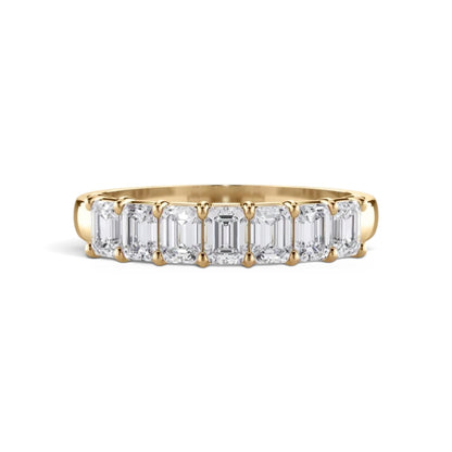 AME055 7-Stone Emerald Half Eternity Lab-Grown Diamond Ring (0.1ct Each) D-F VS-VVS 2EX