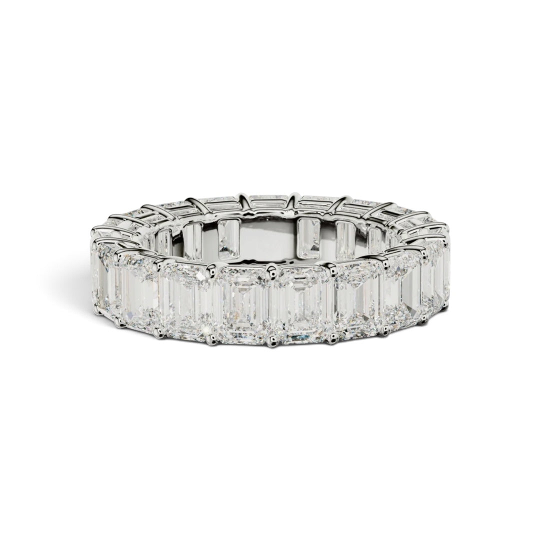 AME056 Emerald Cut Full Eternity Lab-Grown Diamond Ring (0.3ct Each) D-F VS-VVS 2EX