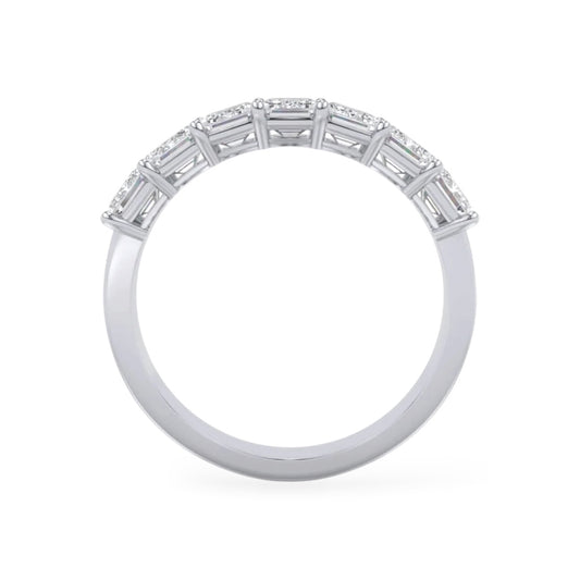 AME056 7-Stone Emerald Half Eternity Lab-Grown Diamond Ring (0.3ct Each) D-F VS-VVS 2EX