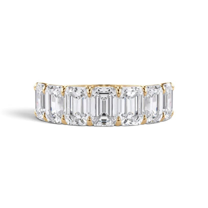 AME057 แหวนเอเทอร์นิตี้เพชรแล็บ แบบครึ่งวง 7 เม็ด ทรงเอมเมอรัลด์ (เม็ดละ 0.5ct) D-F VS-VVS 2EX