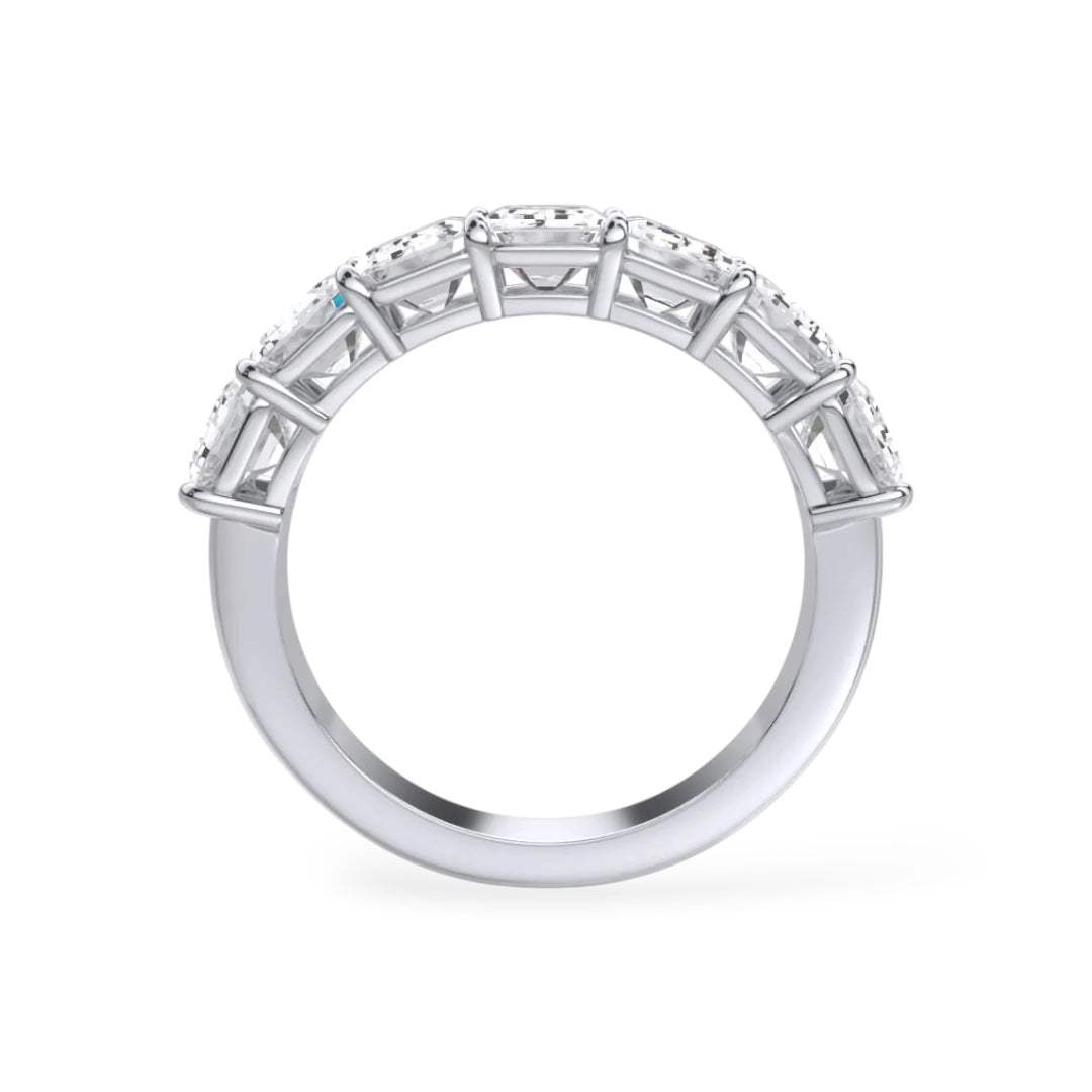 AME057 แหวนเอเทอร์นิตี้เพชรแล็บ แบบครึ่งวง 7 เม็ด ทรงเอมเมอรัลด์ (เม็ดละ 0.5ct) D-F VS-VVS 2EX