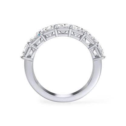 AME057 แหวนเอเทอร์นิตี้เพชรแล็บ แบบครึ่งวง 7 เม็ด ทรงเอมเมอรัลด์ (เม็ดละ 0.5ct) D-F VS-VVS 2EX