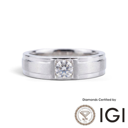 AME061 Men's Solitaire Lab-Grown Diamond Ring D, VVS1, VVS2, 3EX, IGI Certified