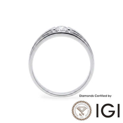 AME061 Men's Solitaire Lab-Grown Diamond Ring D, VVS1, VVS2, 3EX, IGI Certified