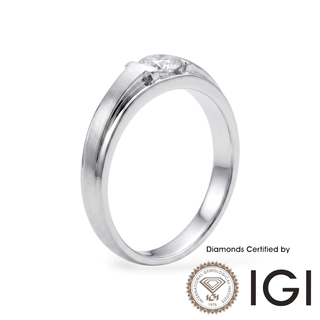 AME061 Men's Solitaire Lab-Grown Diamond Ring D, VVS1, VVS2, 3EX, IGI Certified