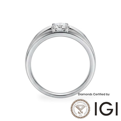 AME065 Men's Solitaire Lab-Grown Diamond Ring D, VVS1, VVS2, 3EX, IGI Certified